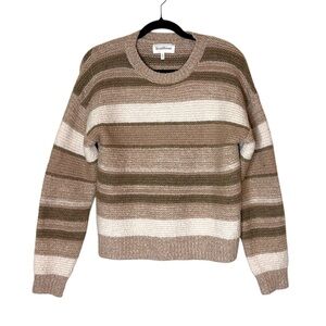 Heartloom Women's Neutral Striped Crew Neck Sweater- Medium
